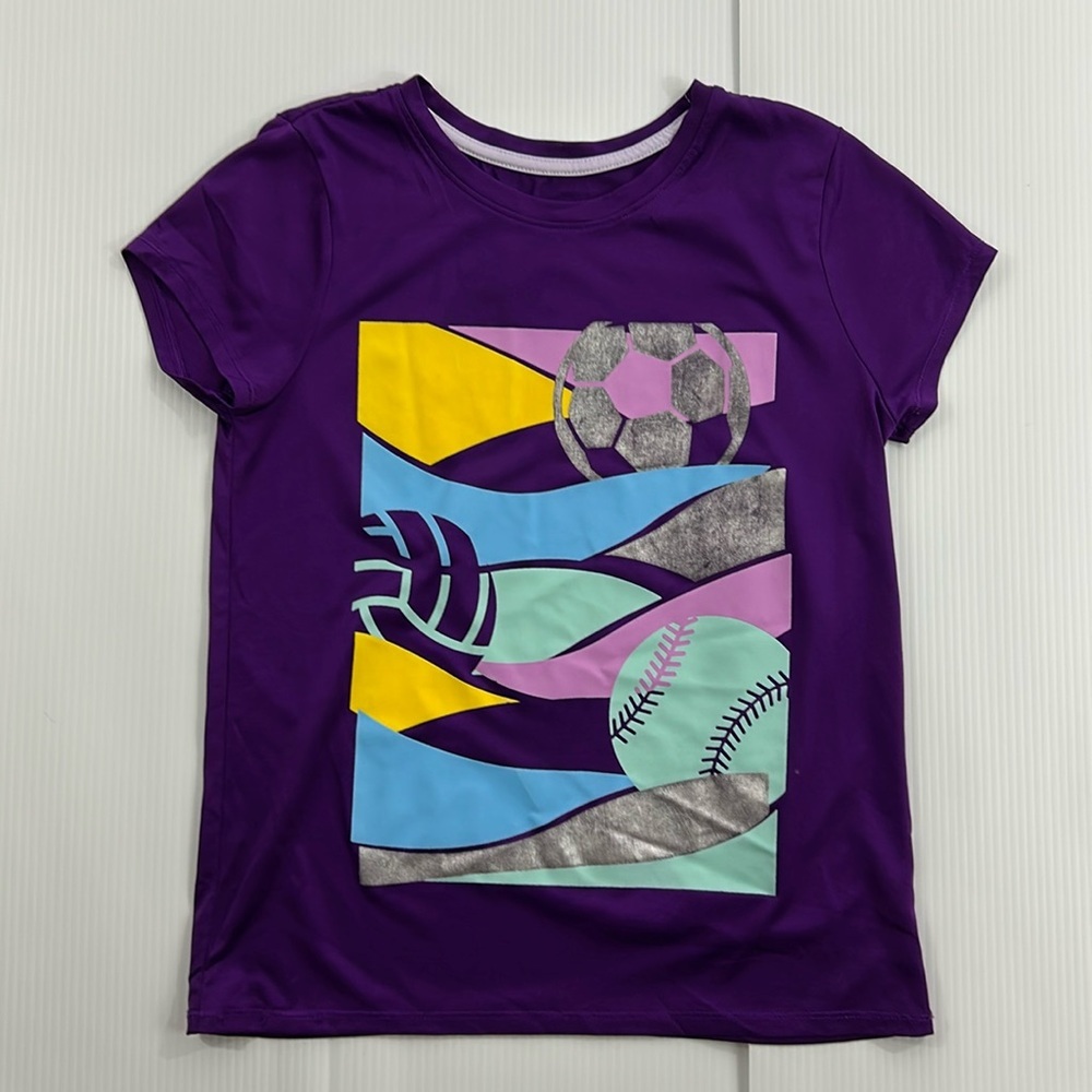 K91. Tek Gear Kids Purple Sports Graphic Tee‎ (L 10/12)